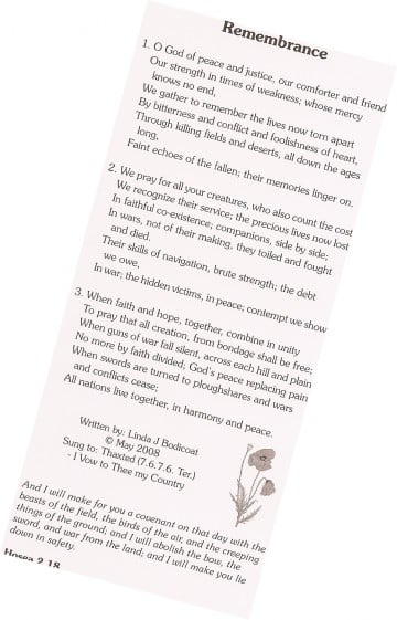 Remembrance Hymn card